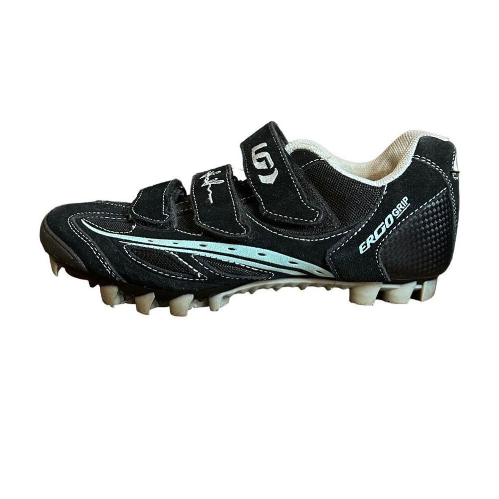 Louis Garneau Ergo Grip Cycling Biking Shoes Black & Turquoise Size 39/8.5